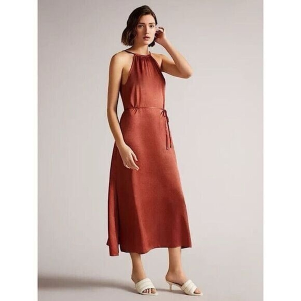 Ted Baker Terracotta Halter Midi Dress